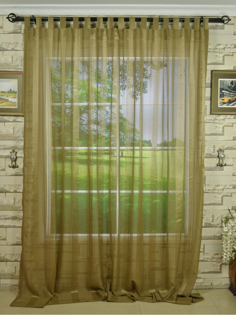 QY7151SKB Laura Striped Tab Top Sheer Curtains Custom Curtains Drapes Draperies Sheers Rods