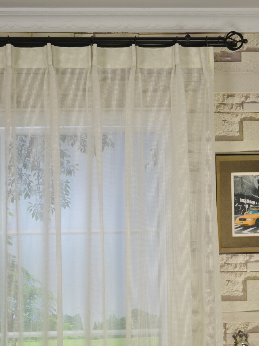 Qy7151sl Laura Small Striped Custom Made Sheer Curtains
