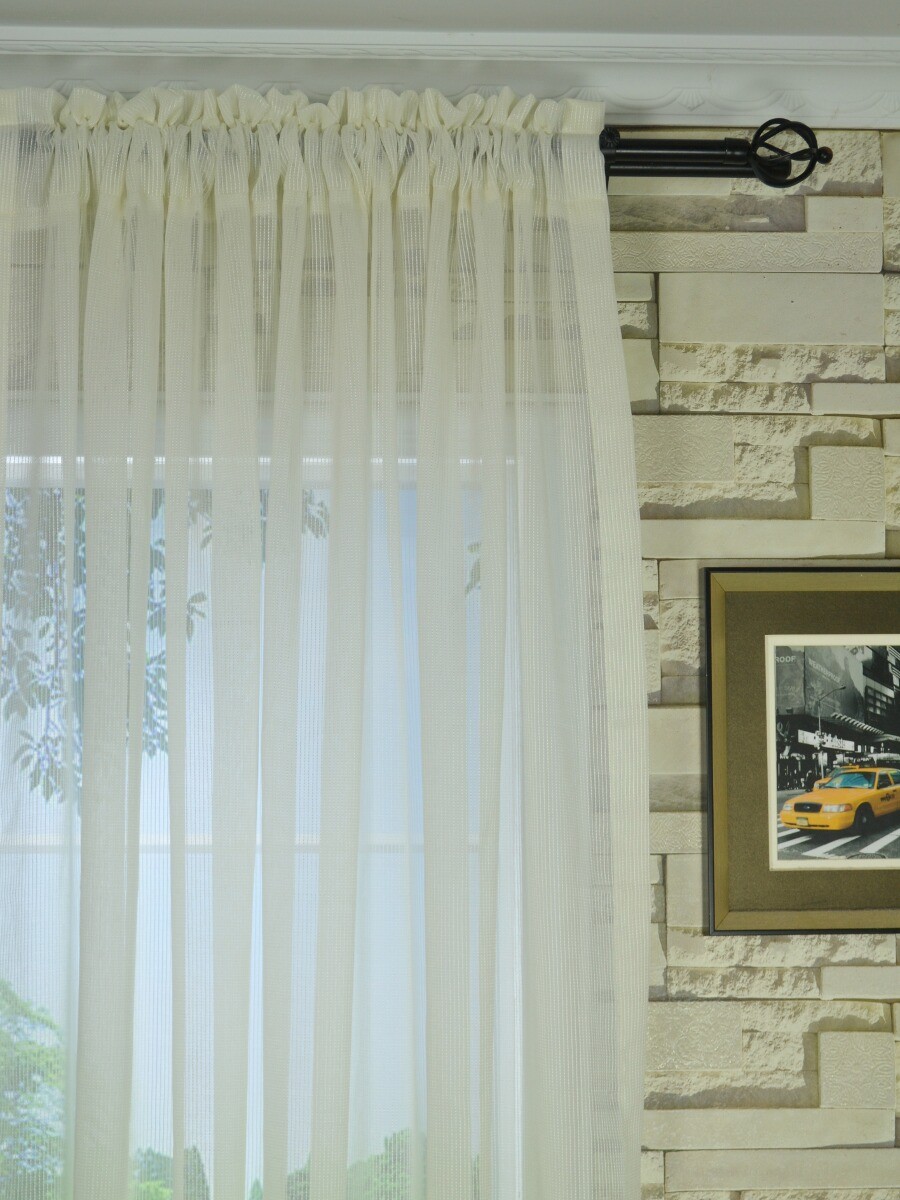 Qy7151sl Laura Small Striped Custom Made Sheer Curtains