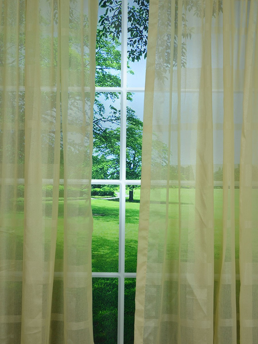 Qy7151sn Laura Big Plaid Polyester Custom Made Sheer