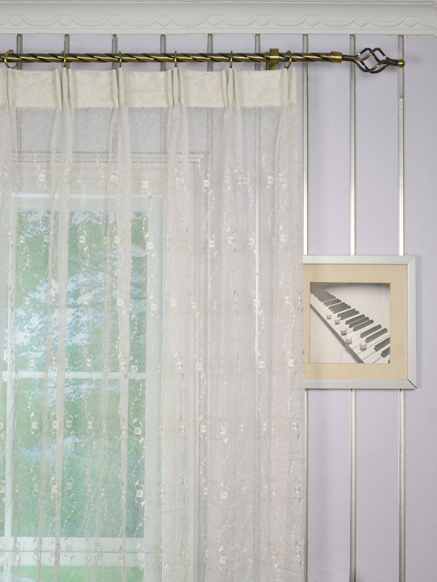 Gingera Daisy Chain Embroidered Custom Made Sheer Curtains