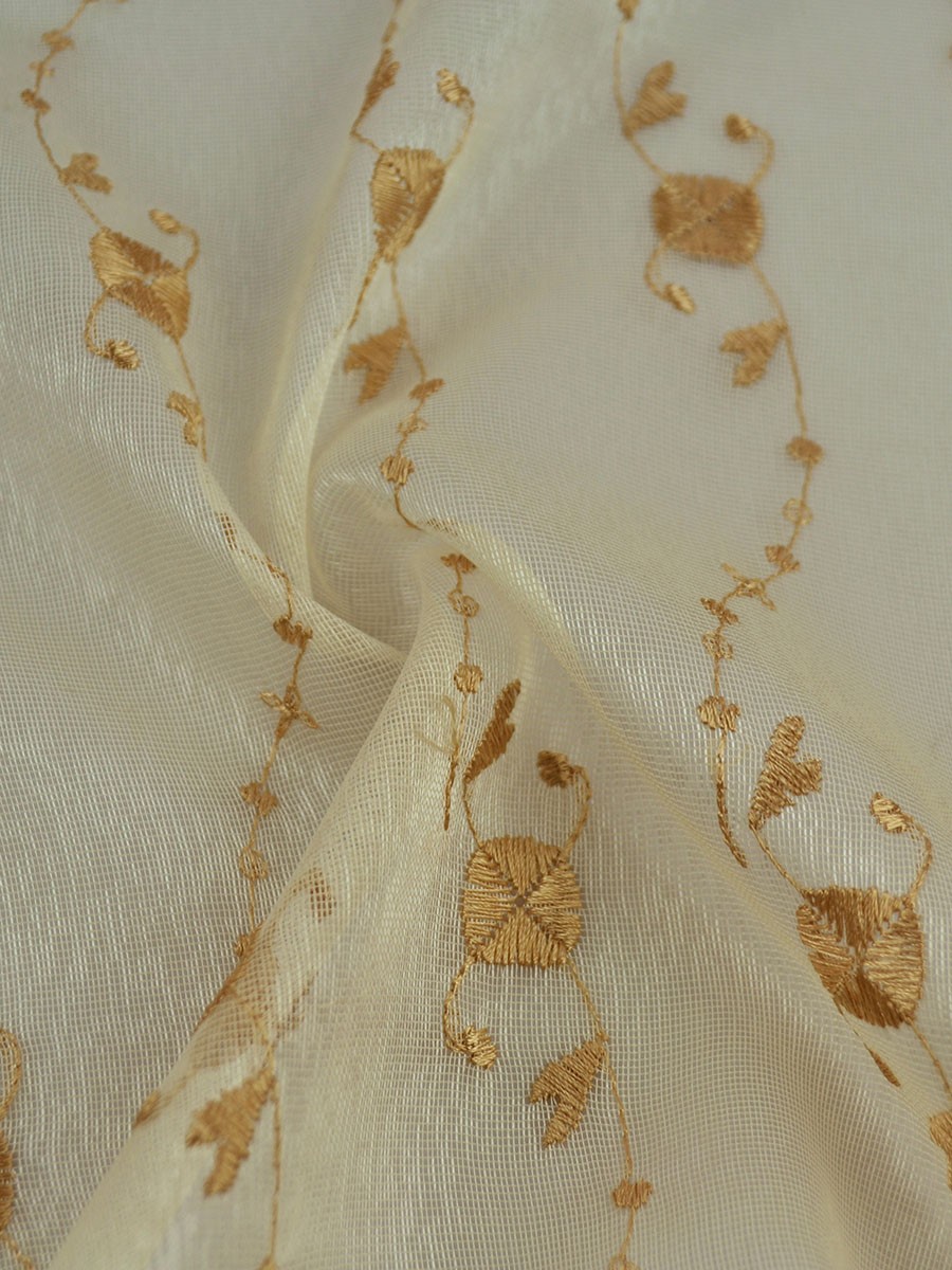 Gingera Daisy Chain Embroidered Custom Made Sheer Curtains White Sheer