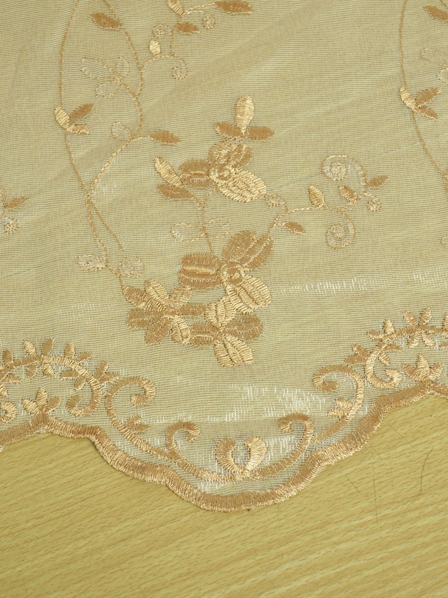 Gingera Vine Leaves Embroidered Custom Made Sheer Curtains