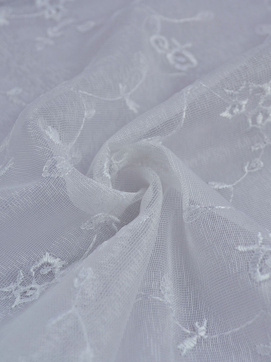 Gingera Damask Embroidered Custom Made Sheer Curtains White Sheer