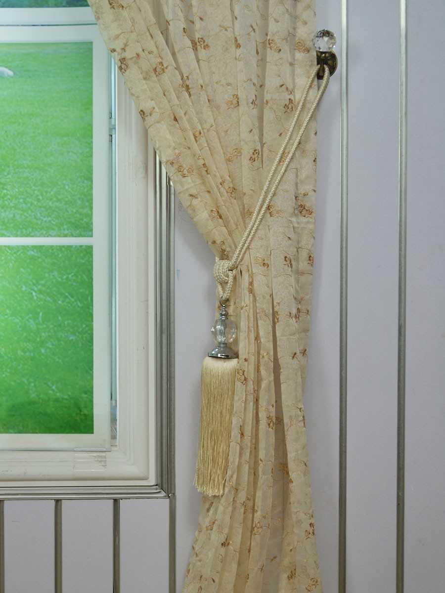 Gingera Damask Embroidered Double Pinch Pleat Sheer