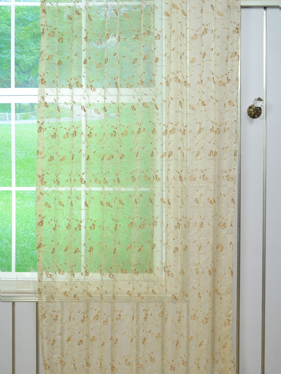 Gingera Damask Embroidered Custom Made Sheer Curtains White Sheer