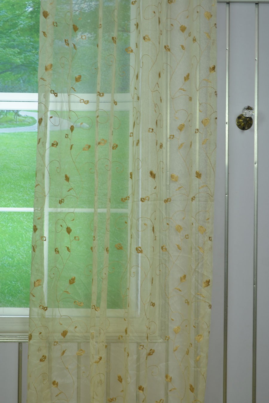 Gingera Floral Embroidered Custom Made Sheer Curtains White Sheer