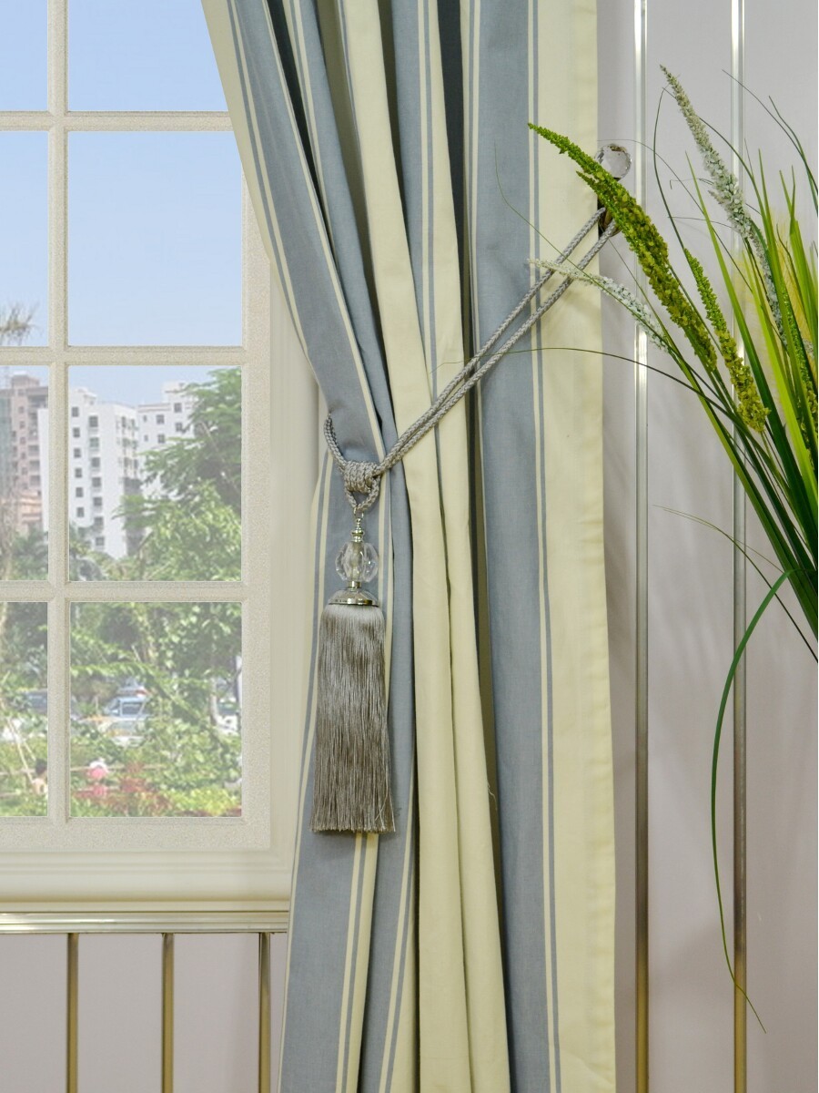 Moonbay Stripe Concealed Tab Top Cotton Curtains Custom Curtains