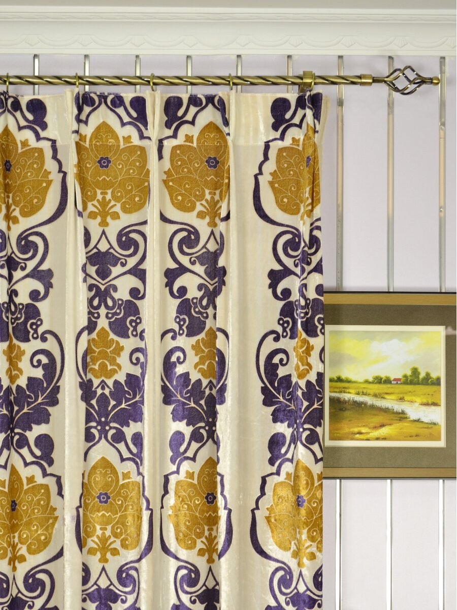 Hebe Floral Damask Velvet Custom Made Curtains Custom