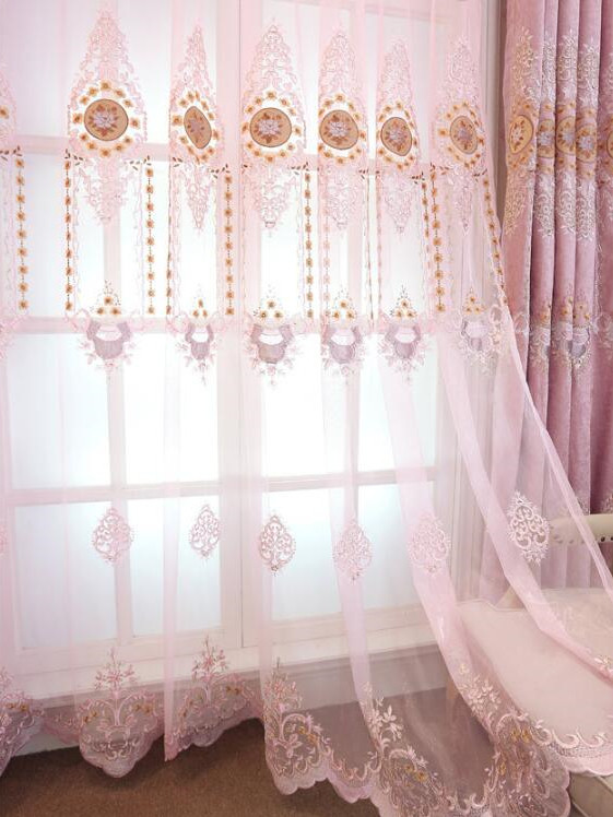 Hebe Floral Damask Embroidered Velvet Ready Made Curtains