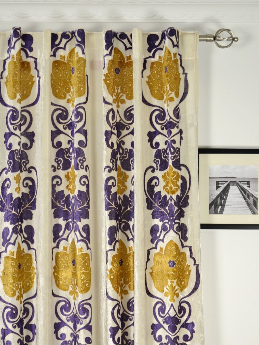 Hebe Floral Damask Velvet Custom Made Curtains Custom