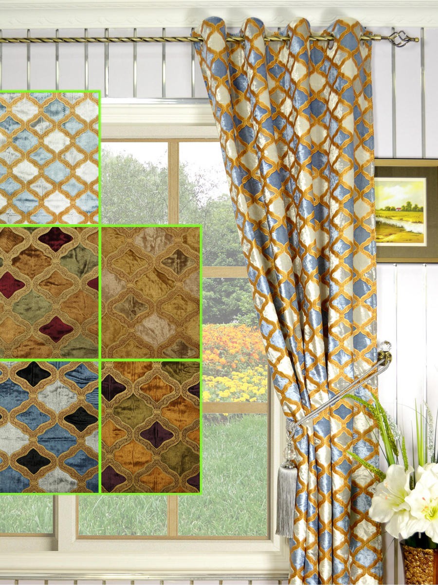 Maia Geometrical Eyelet Velvet Curtains Custom Curtains