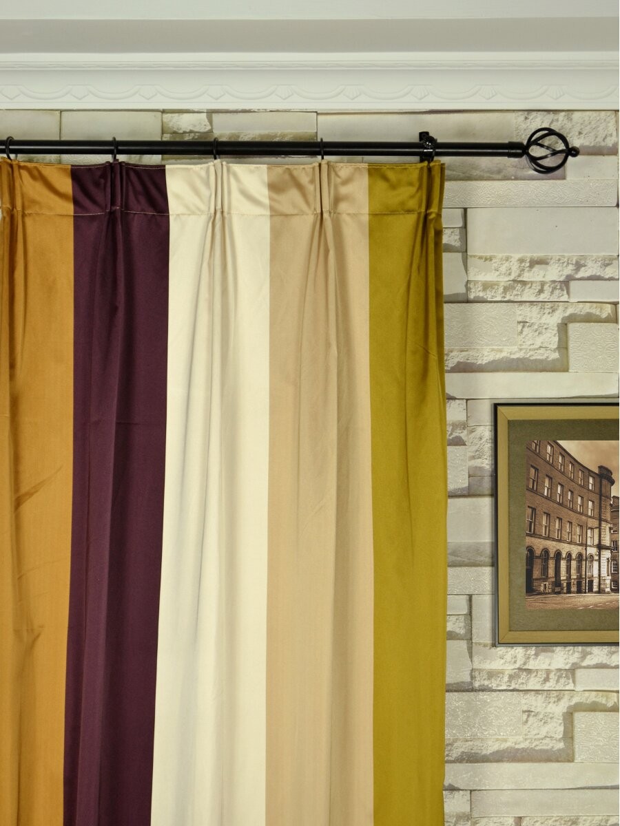 Silver Beach Bold Stripe Faux Silk Custom Made Curtains