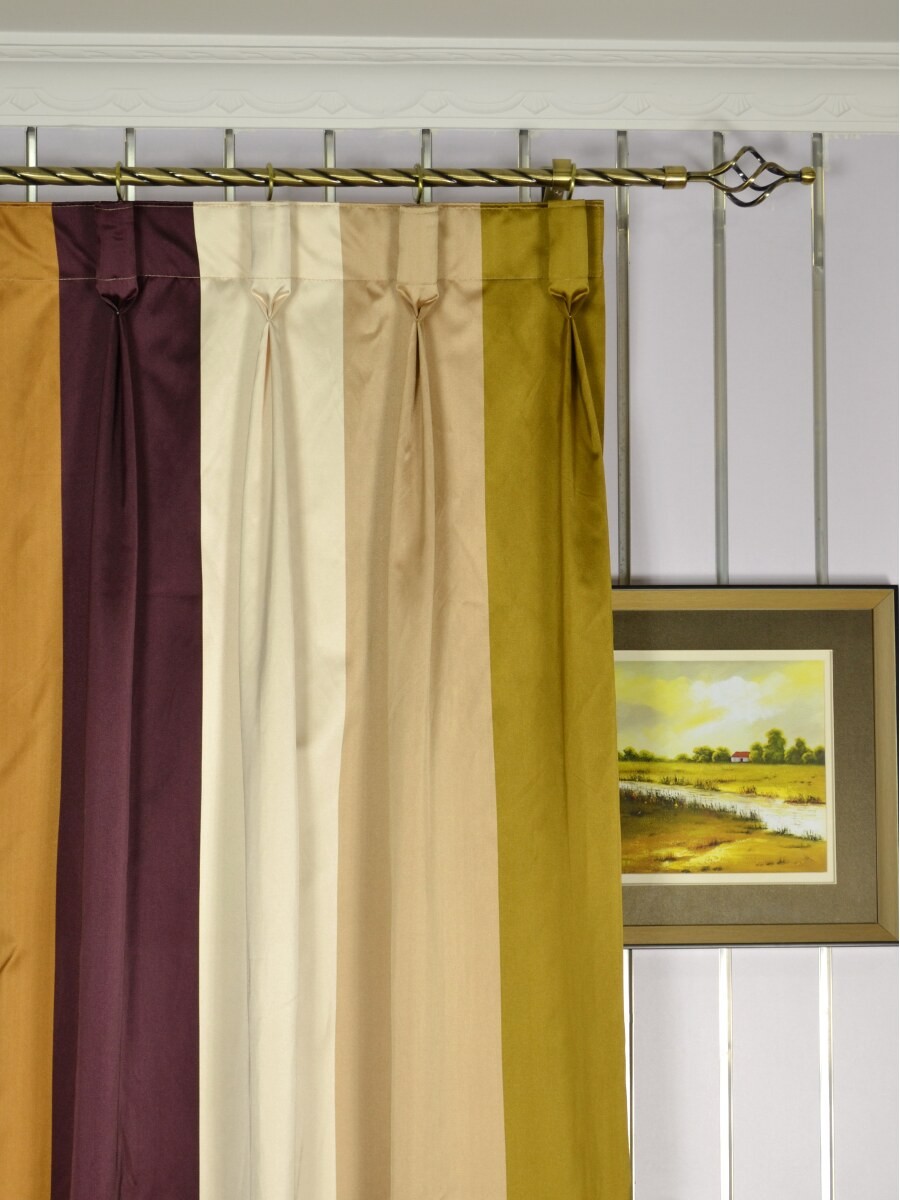 Silver Beach Bold Stripe Goblet Faux Silk Curtains