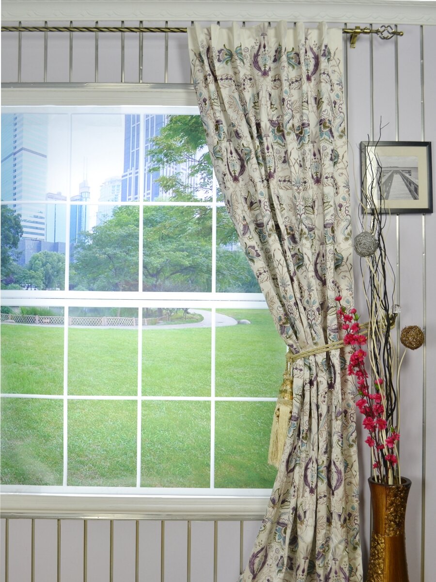 Silver Beach Embroidered All Over Flowers Concealed Tab