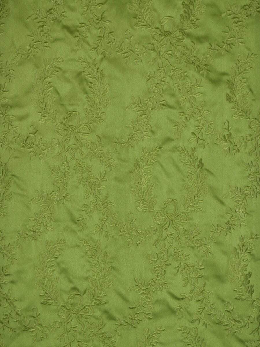 Silver Beach Embroidered Plush Vines Faux Silk Fabric
