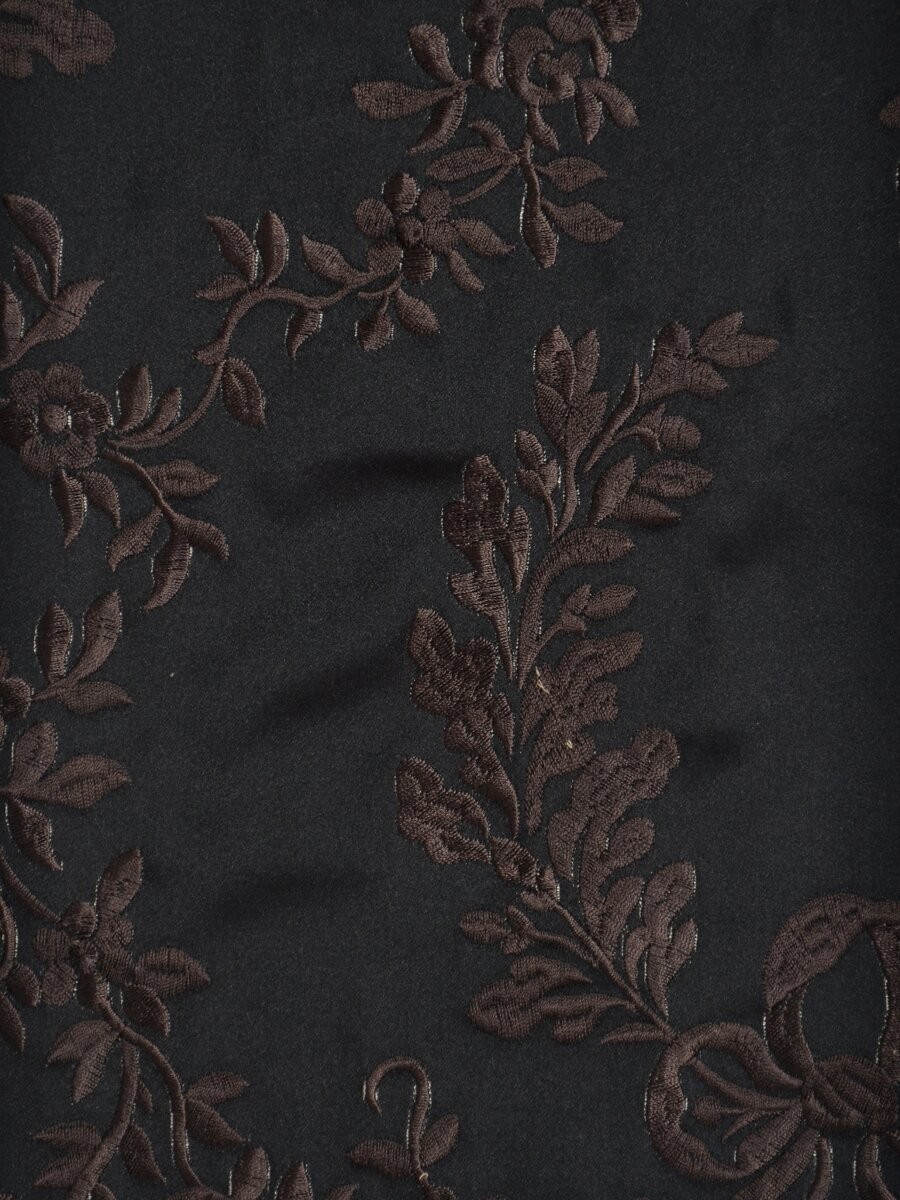 Silver Beach Embroidered Plush Vines Faux Silk Fabric