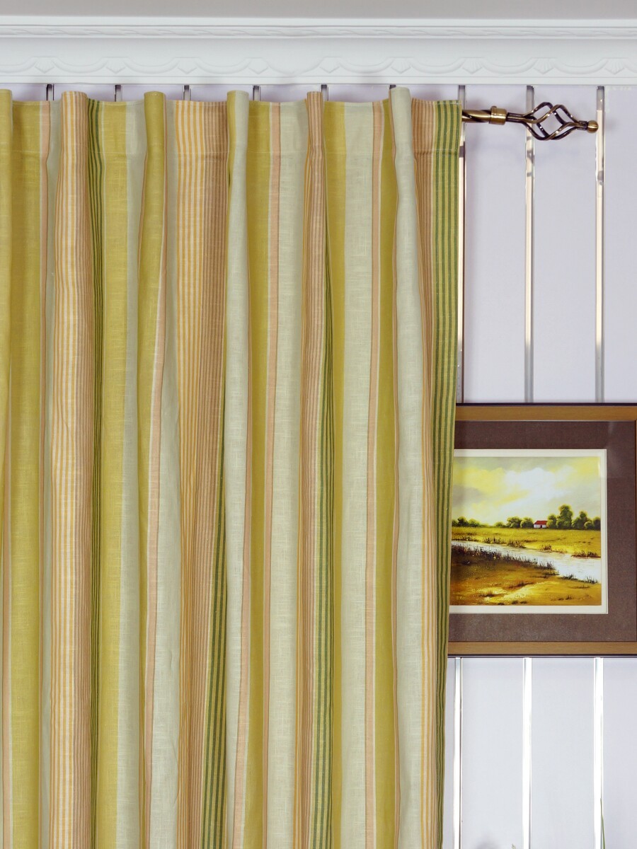 Phoebe Printed Vertical Stripe Linen Custom Made Curtains