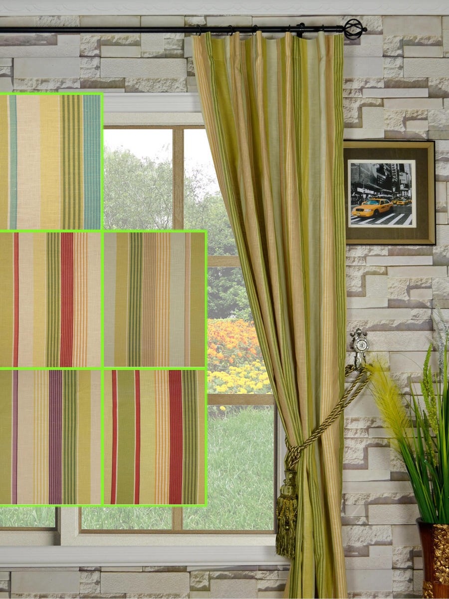 Phoebe Vertical Stripe Single Pinch Pleat Linen Ready Made