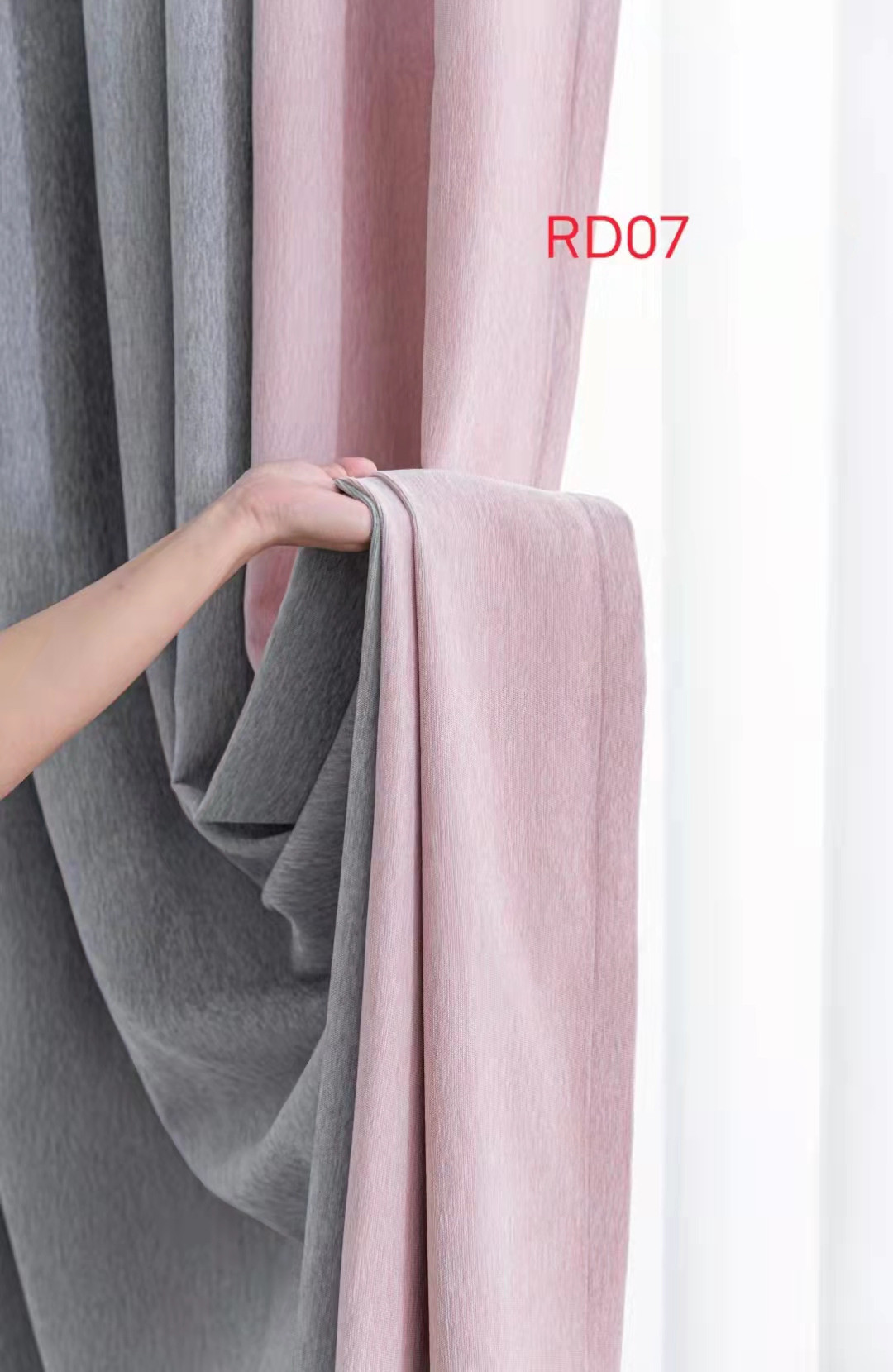 QYFLRDH On Sales Petrel Grey Pink Chenille Custom Made Curtains