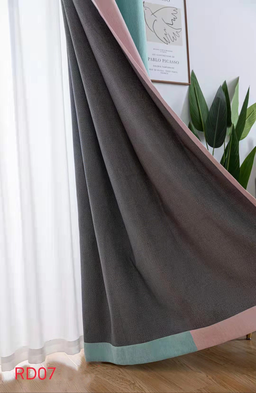 QYFLRDI On Sales Petrel Green Pink Chenille Custom Made Curtains