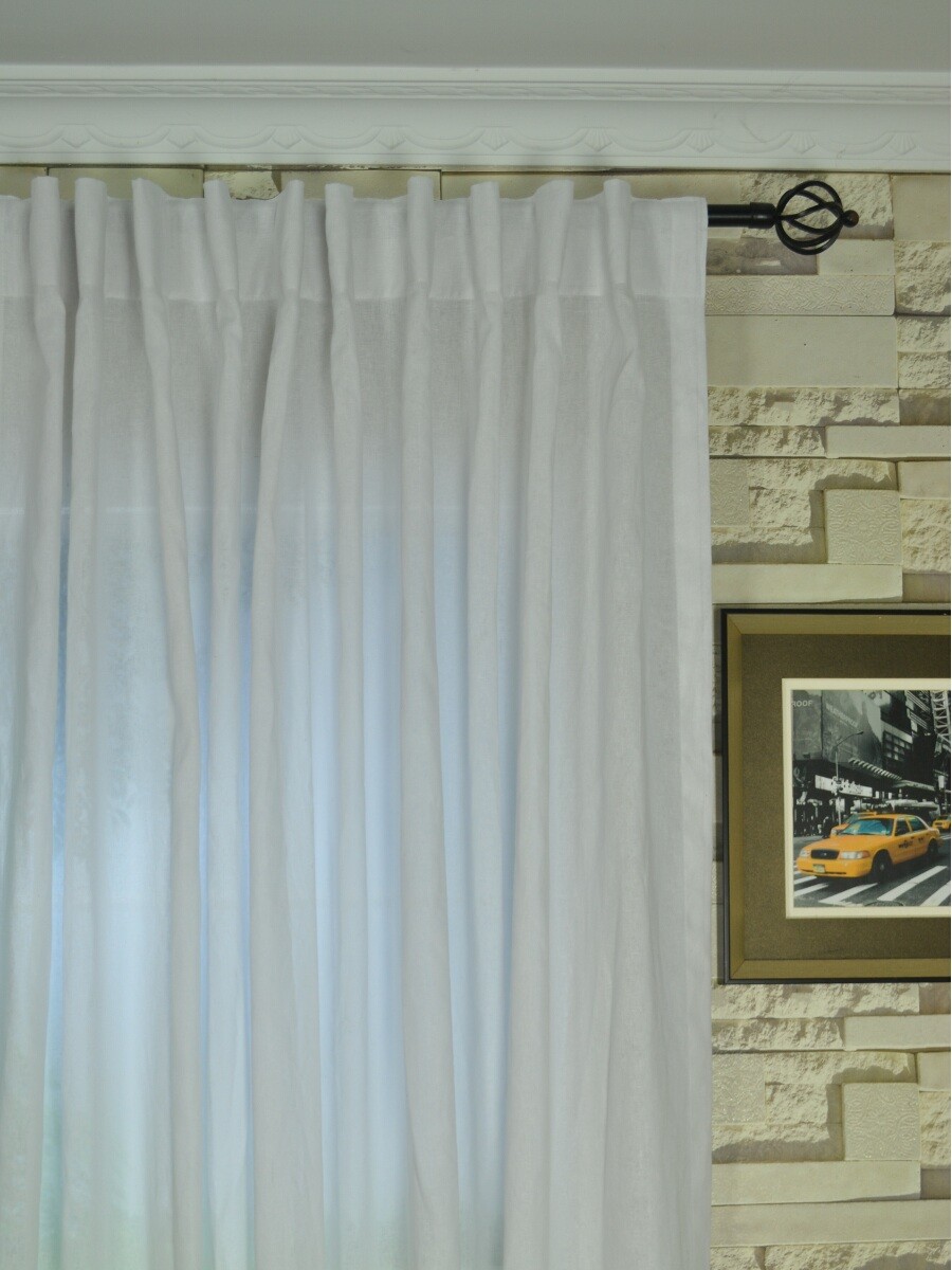 Qyk246sag Eos Linen Natural Solid Concealed Tab Top Sheer Curtains