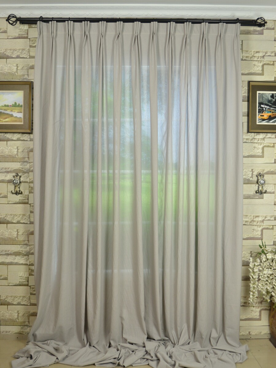 Qyk246sba Eos Linen Gray Black Solid Versatile Pleat Sheer