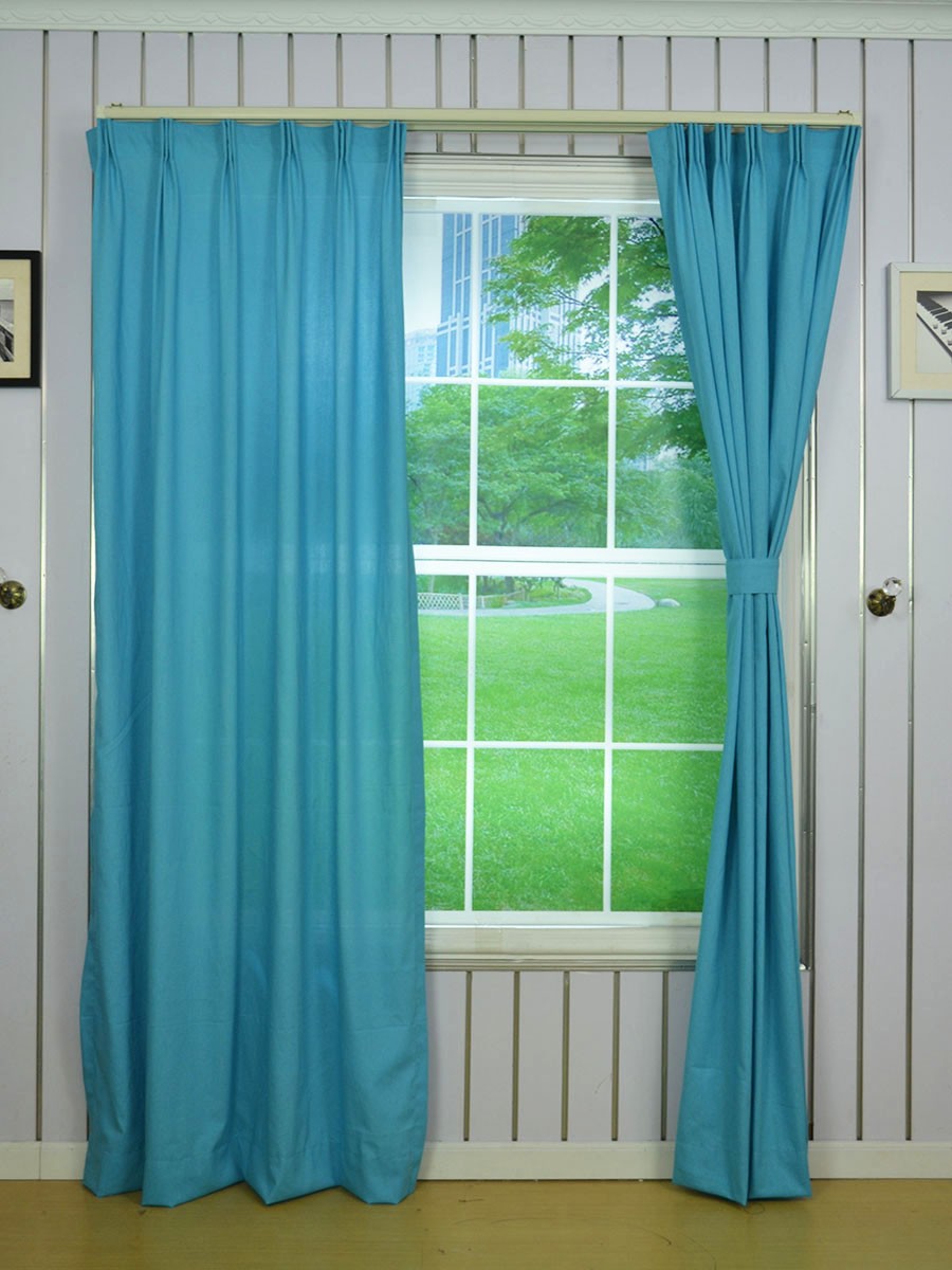 QYK246SDA Eos Linen Green Blue Solid Versatile Pleat Sheer Curtains