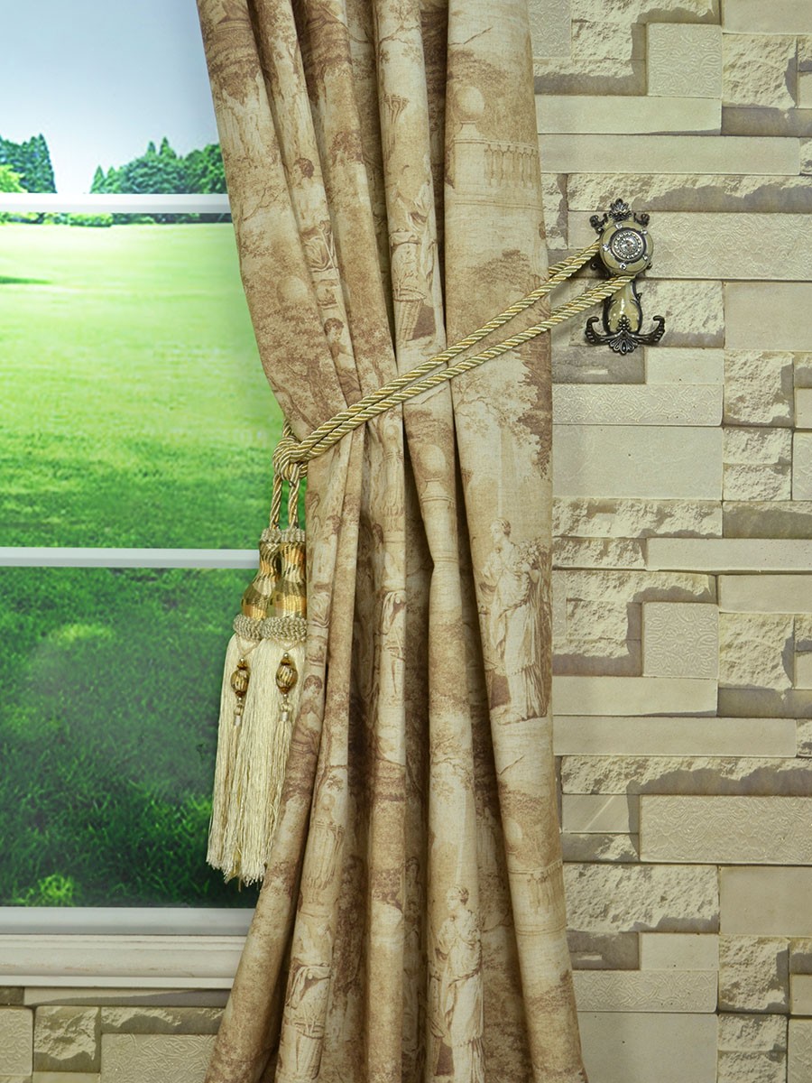Eos Ancient Life Printed Faux Linen Custom Made Curtains Linen
