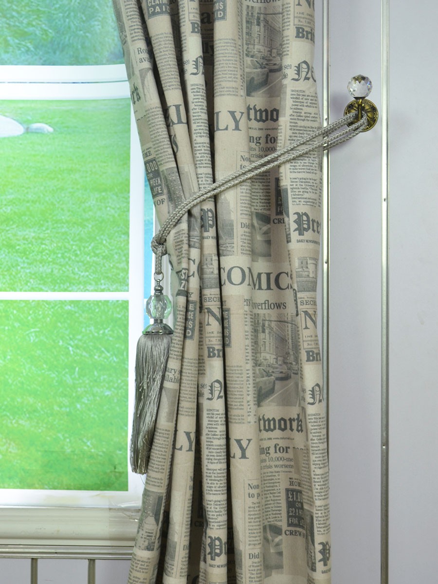 Eos Newspaper Printed Faux Linen Custom Made Curtains Linen