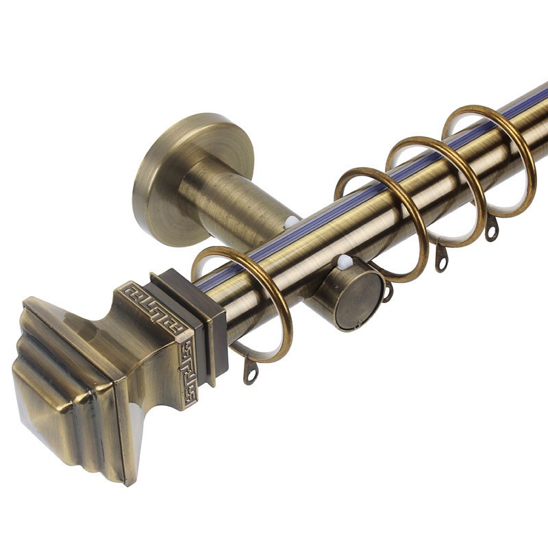 QYR10 28mm diameter Hayward Green Bronze Steel Curtain Rod Set With