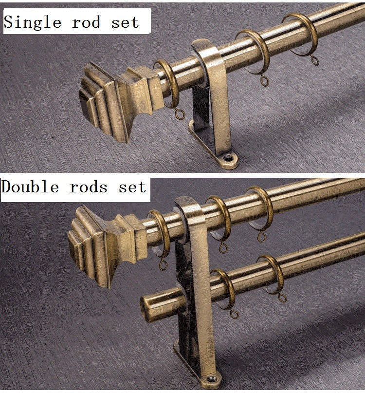QYR27 28mm diameter Green Bronze Black Steel Curtain Rod Set Custom