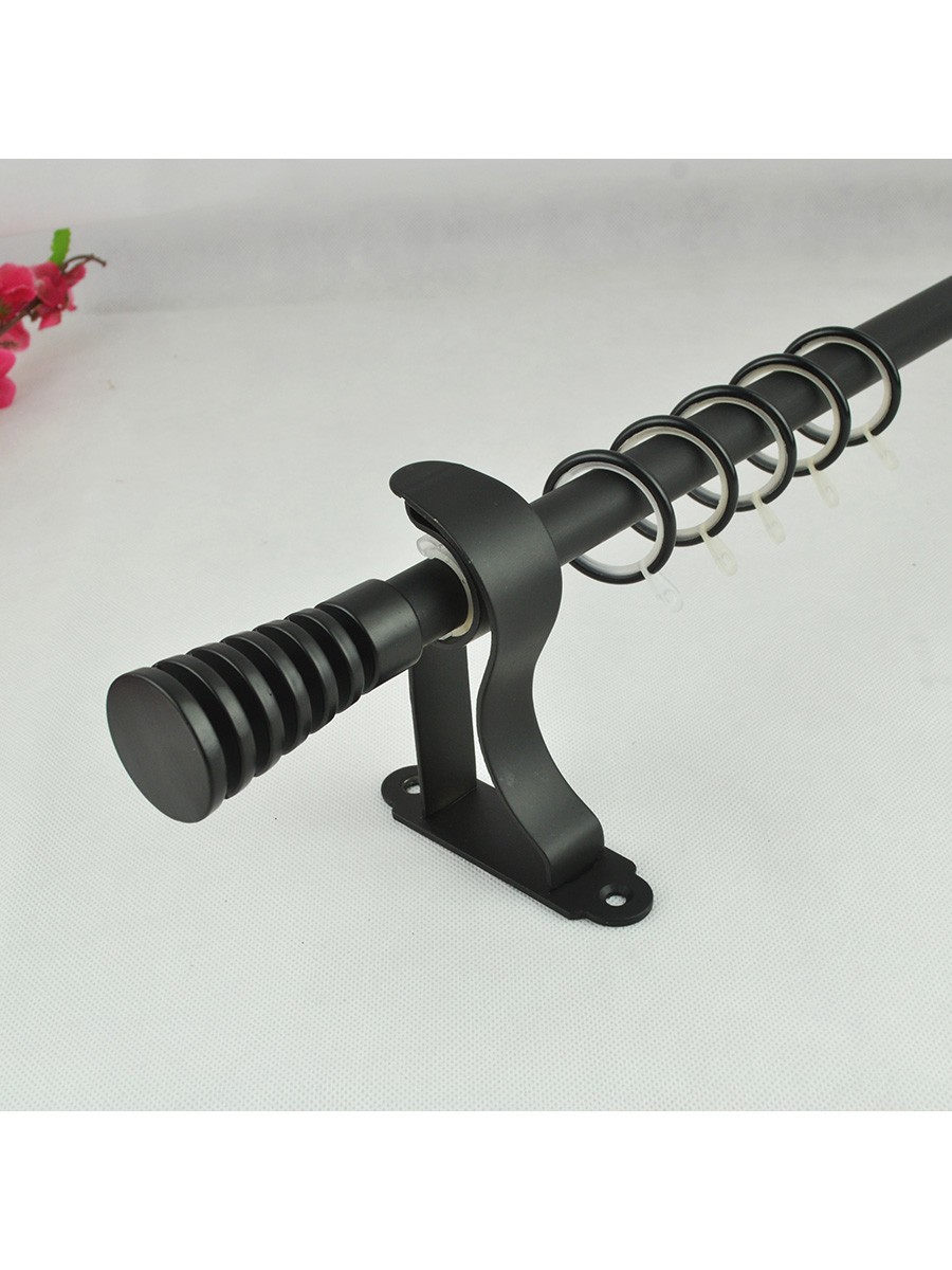 19mm Hollow Cork Finial Steel Single Curtain Rod Set Custom Length