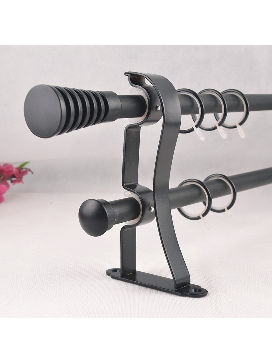 19mm Hollow Cork Finial Steel Double Curtain Rod Set Custom Length