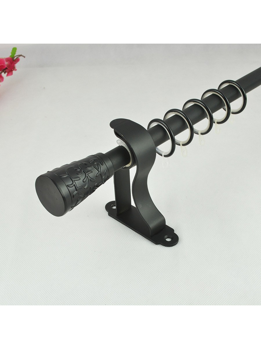 19mm Floral Cork Finial Steel Single Curtain Rod Set
