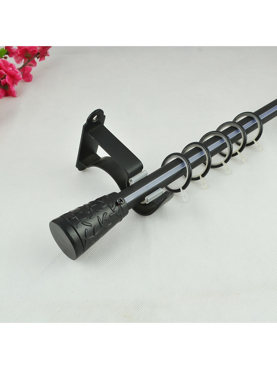 19mm Floral Cork Finial Steel Single Curtain Rod Set Custom Length