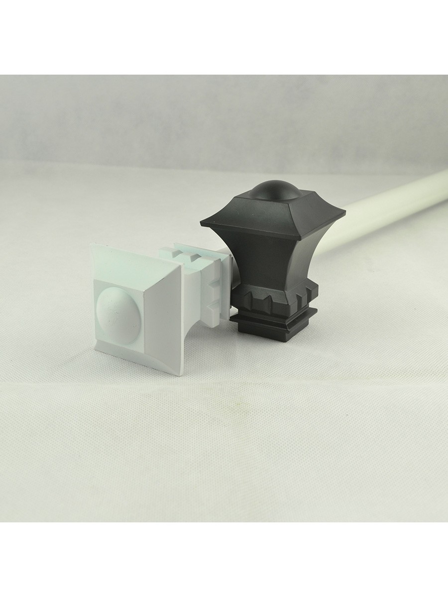 28mm Square Finial Steel Single Curtain Rod Set Custom