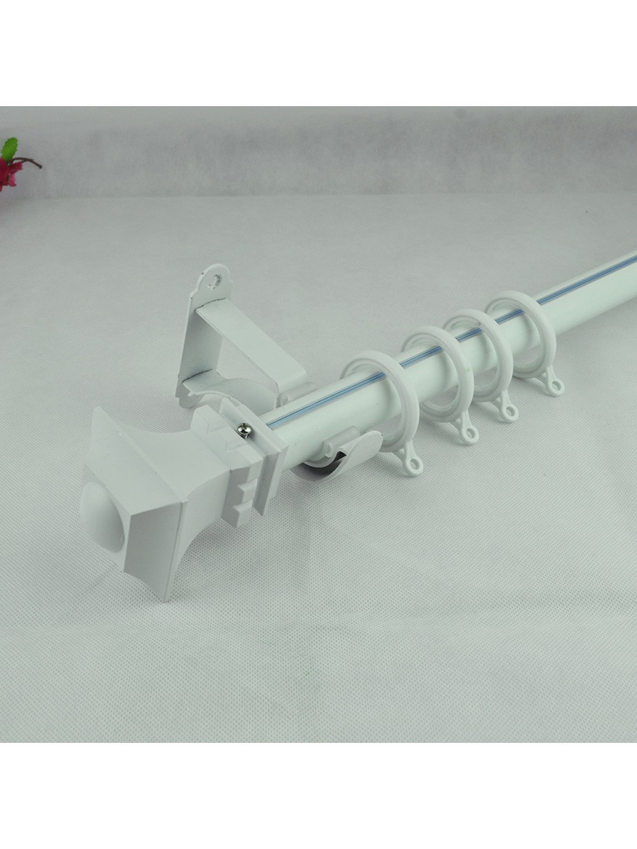 28mm Square Finial Steel Single Curtain Rod Set Custom