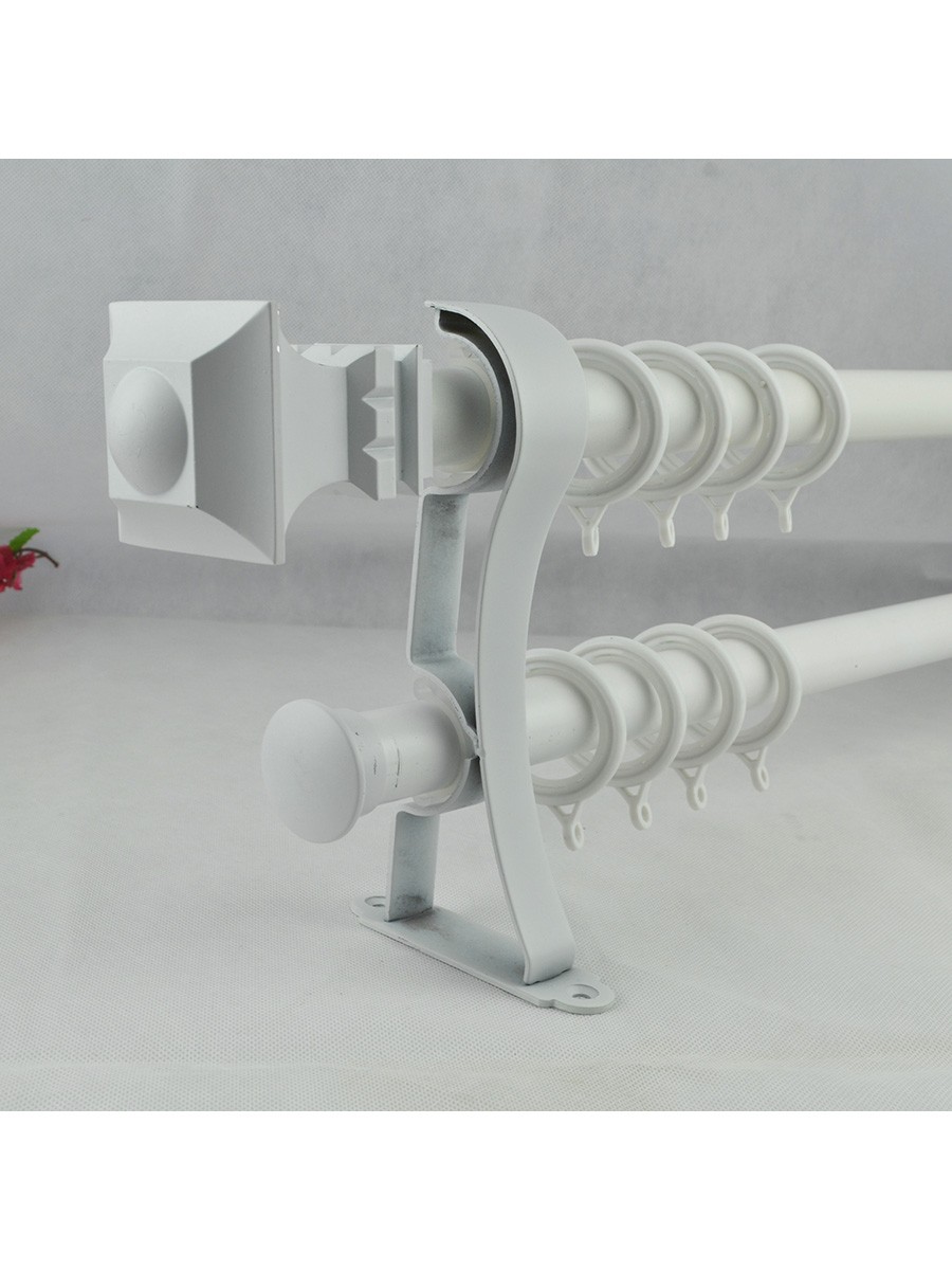 28mm Square Finial Double Curtain Rod Set Custom Length Curtain Pole