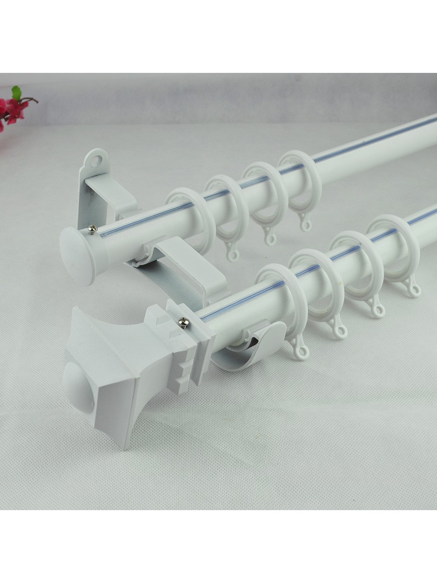 28mm Square Finial Double Curtain Rod Set Custom Length Curtain Pole