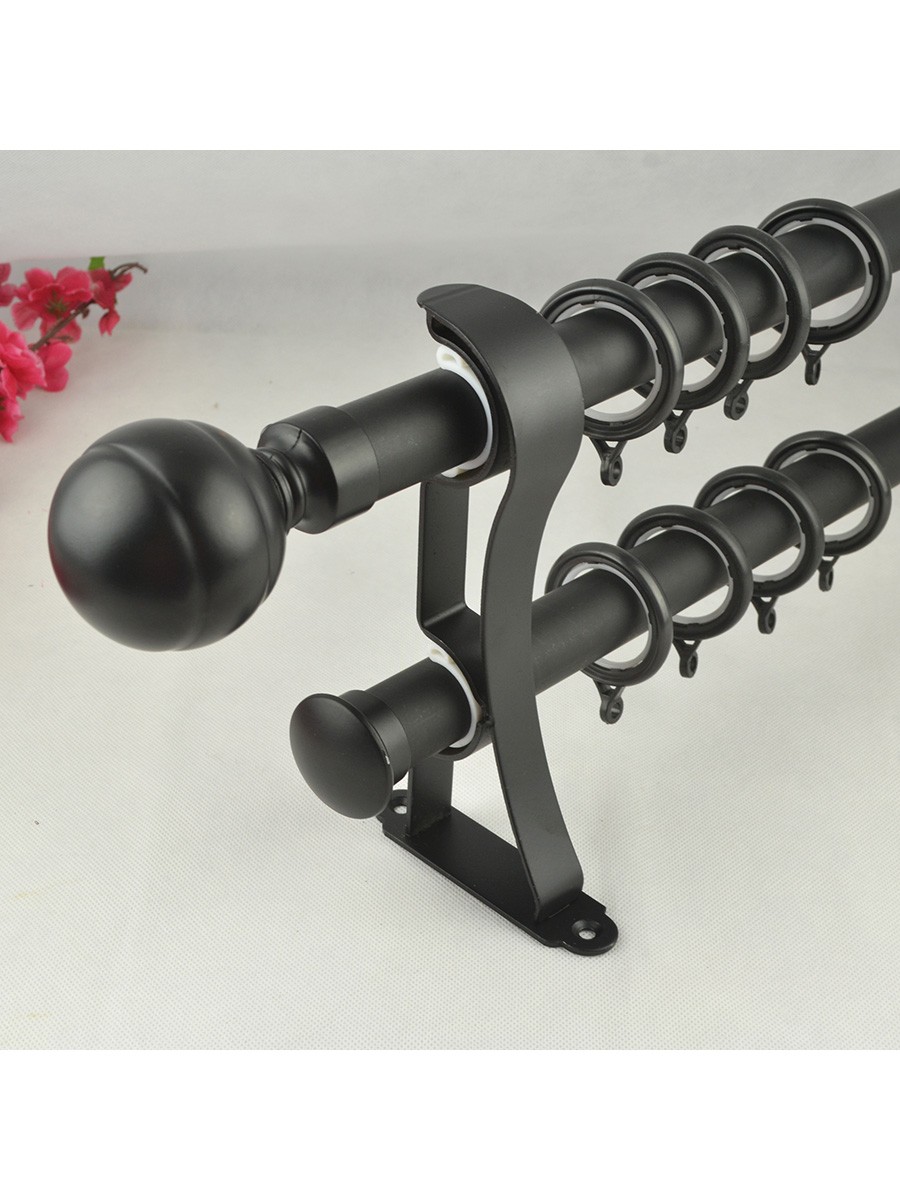 28mm Ball Finial Steel Double Curtain Rod Set Custom