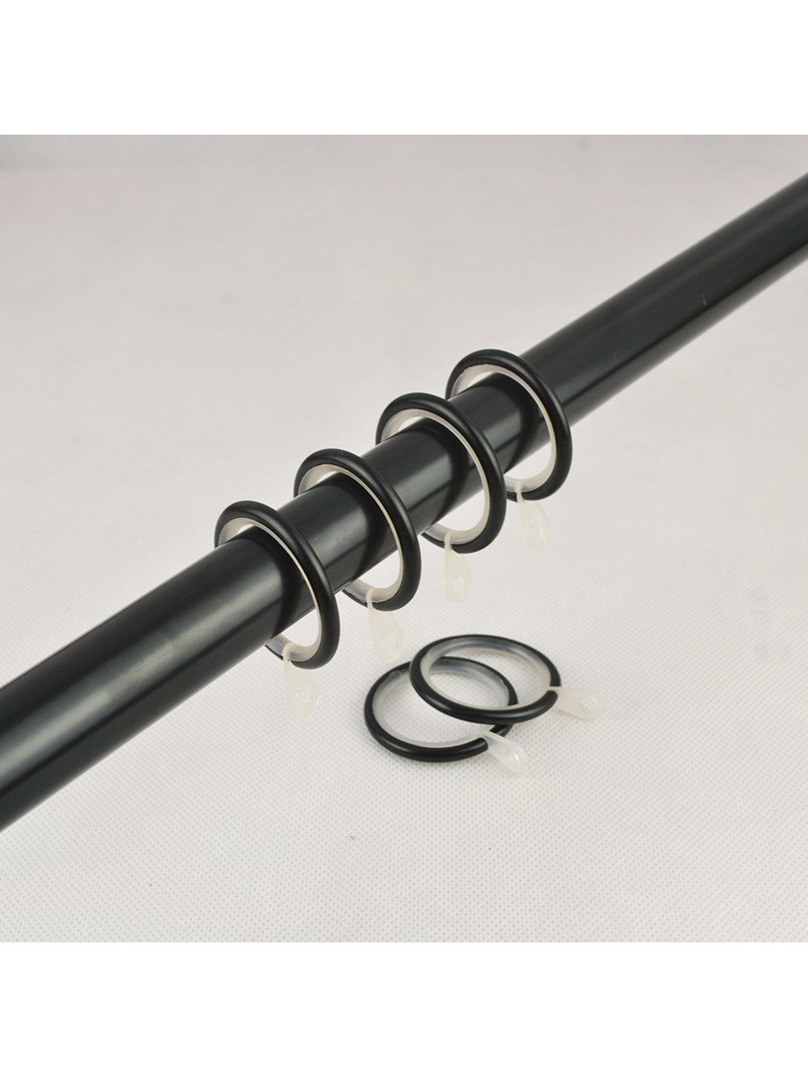 22mm Black Wrought Iron Double Curtain Rod Set With Spiral