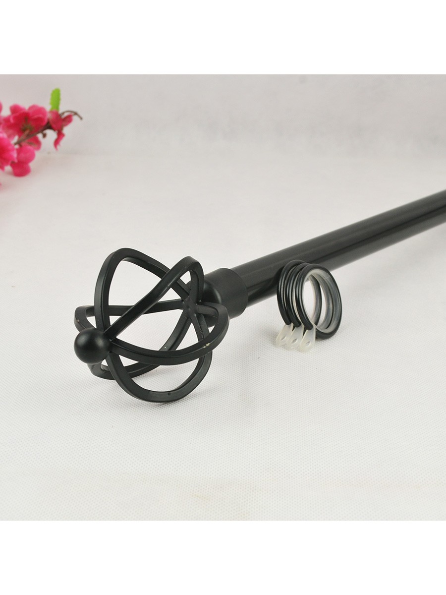 22mm Black Wrought Iron Double Curtain Rod Set With Spiral