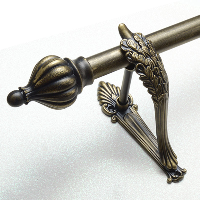 QYR39 28mm diameter Black Brush Gold Peacock Bracket Single/Double Curtain Rod Sets - Custom ...