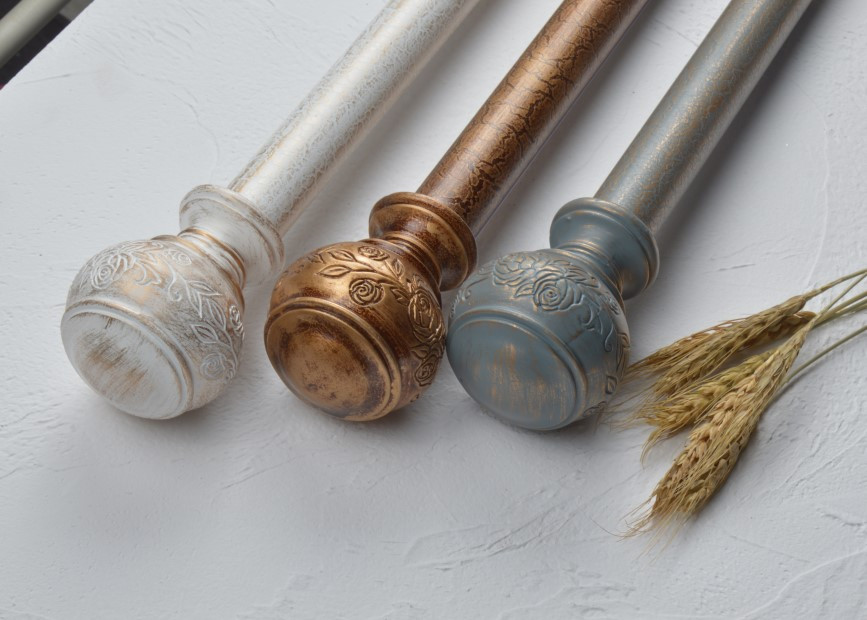 QYRY40 Antique White Gold Big Curtain Rods 32mm Diameter Custom