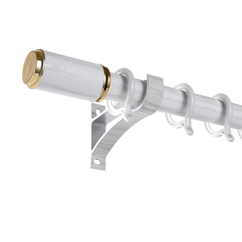 QYR57 28mm Diameter Aluminum Alloy Wood Grain Single Double Curtain rod