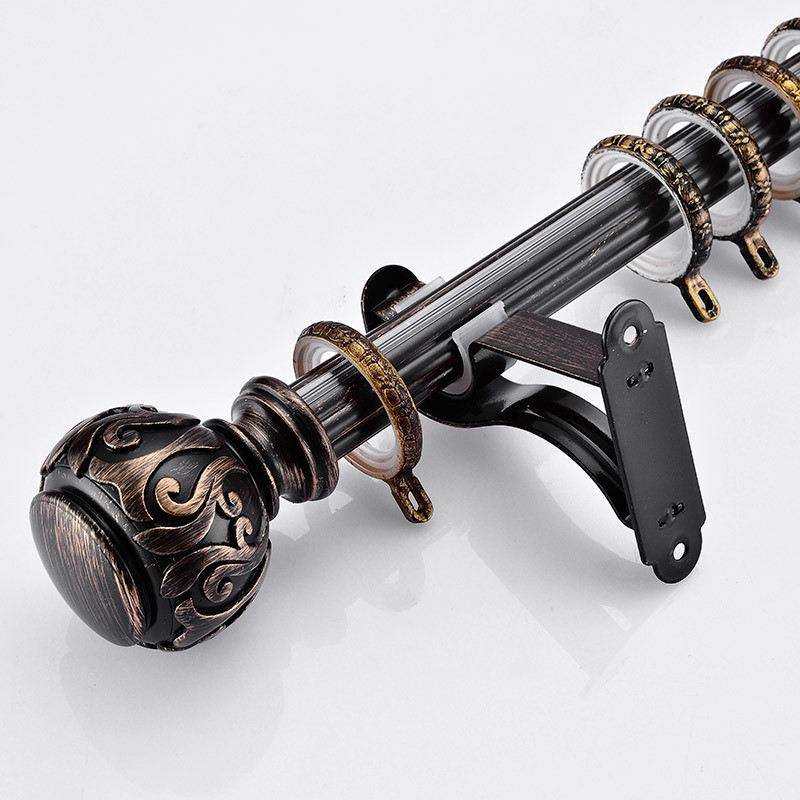 QYR73 28mm Antique Black White Curtain Rod Sets For Sale Curtains 4