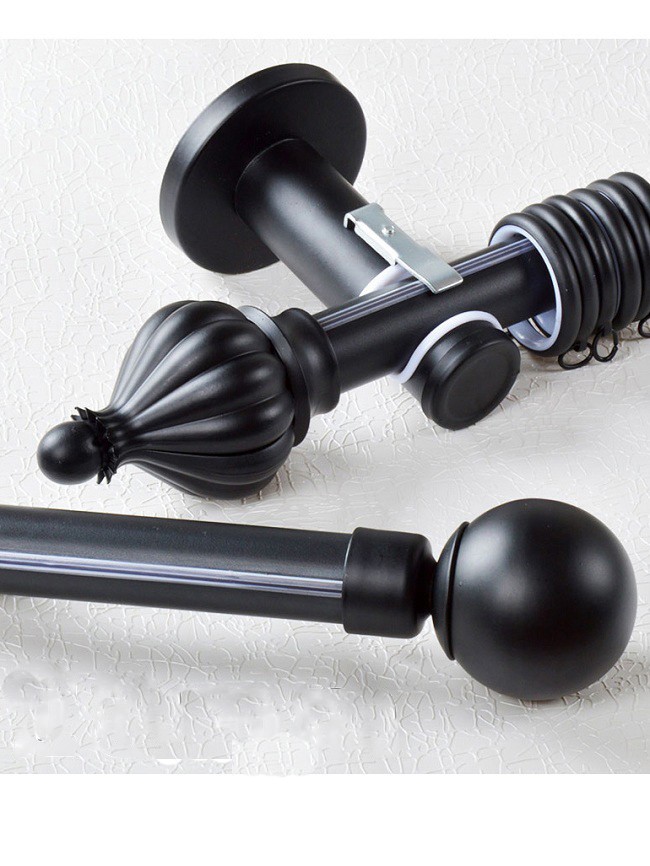 28mm Ball Cone Finial Metal Single Curtain Rod Set Custom