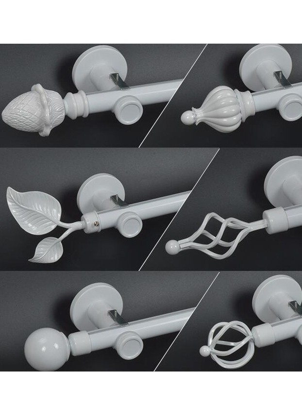 28mm Ball Cone Finial Metal Single Curtain Rod Set Custom