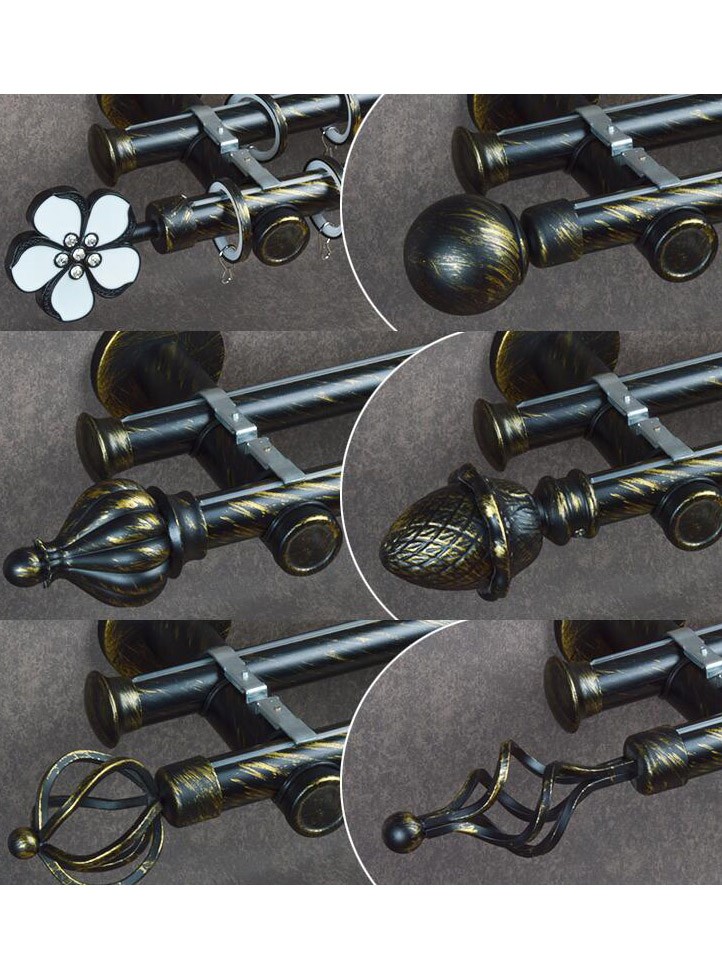 28mm Ball Cone Finial Metal Double Curtain Rod Set Custom